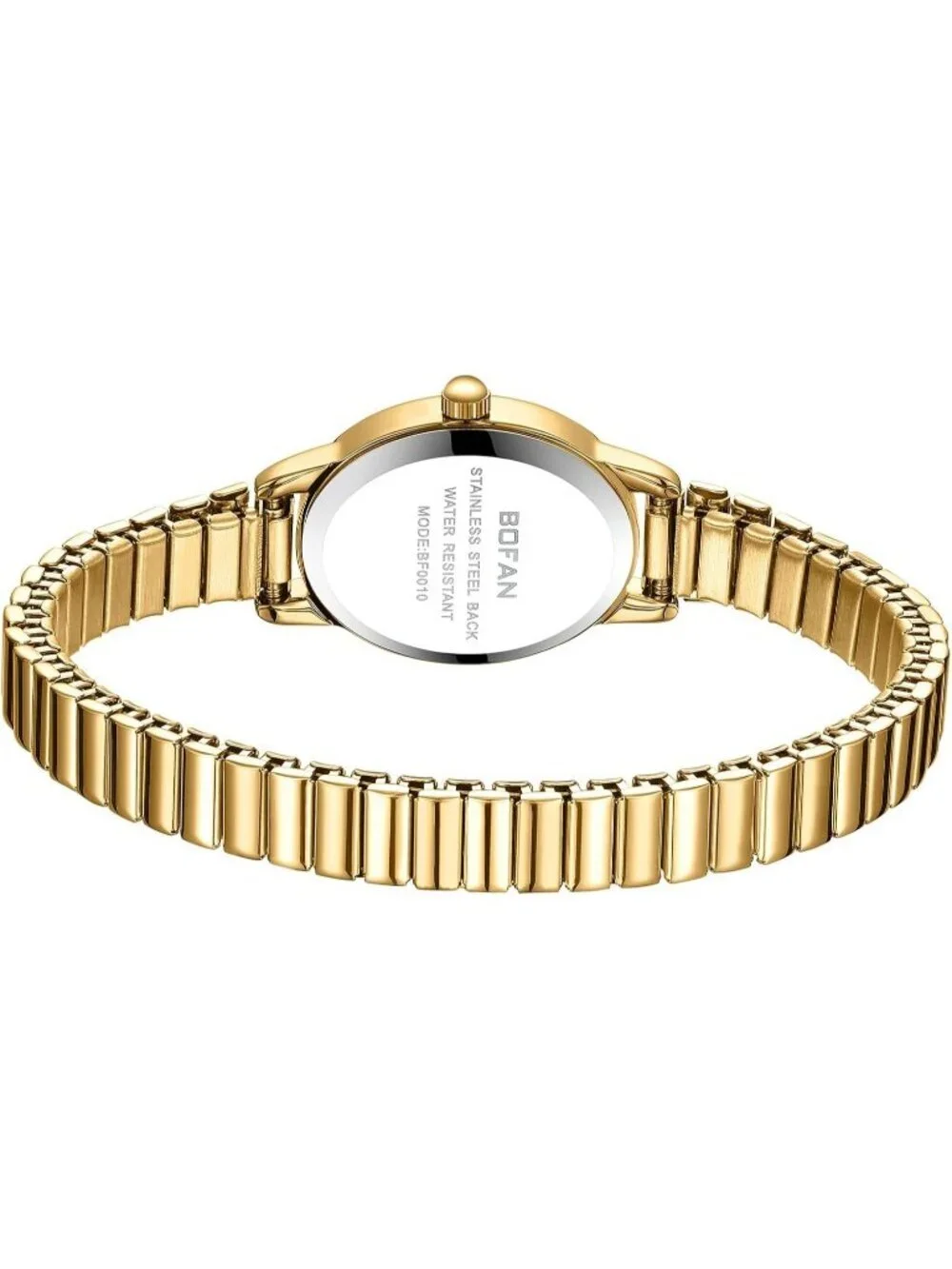 Women's Gold Blue Analog Quartz Stainless Steel Waterproof Bracelet Wrist Watch
